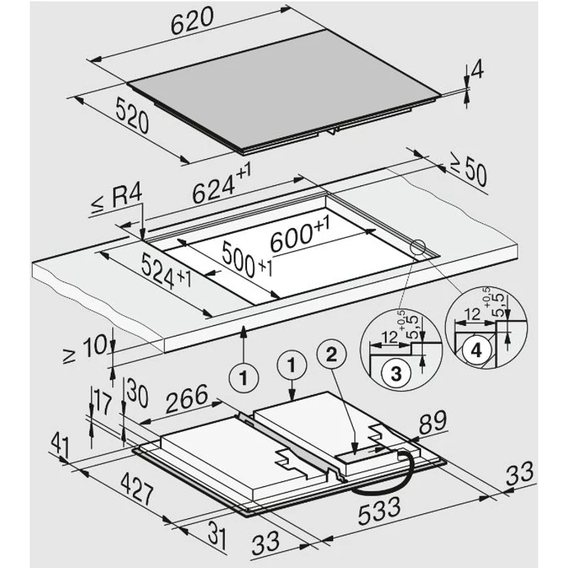 Miele KM 8665 FL  620 mm  Teljes felület   Indukciós főzőlap