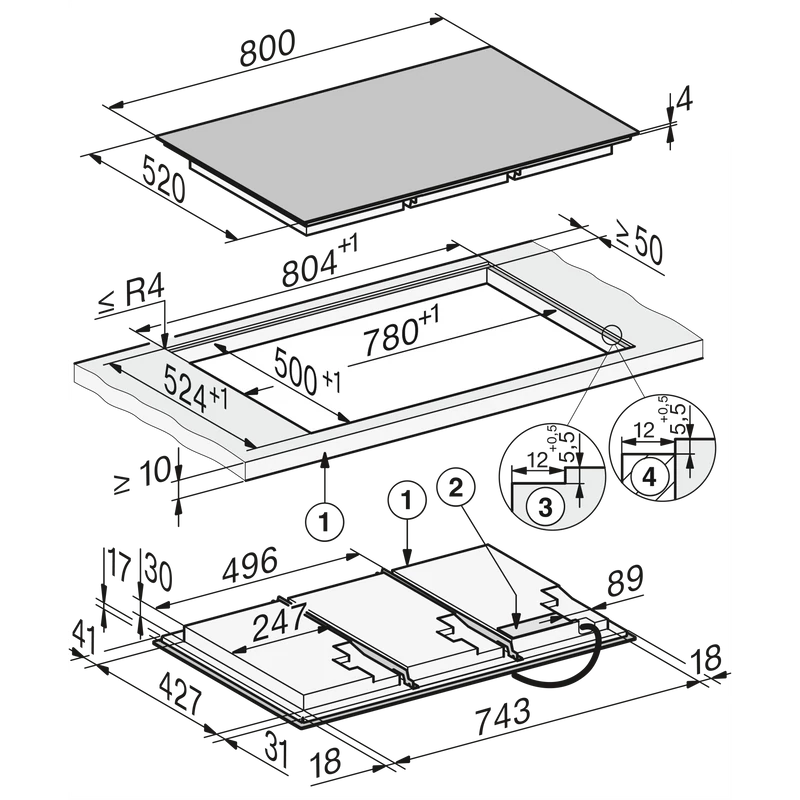 Miele KM 8685 FL  800 mm  Teljes felület  Indukciós főzőlap