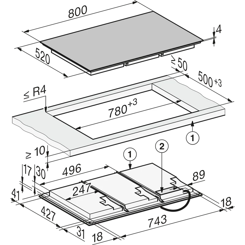 Miele KM 8685 FL  800 mm  Teljes felület  Indukciós főzőlap