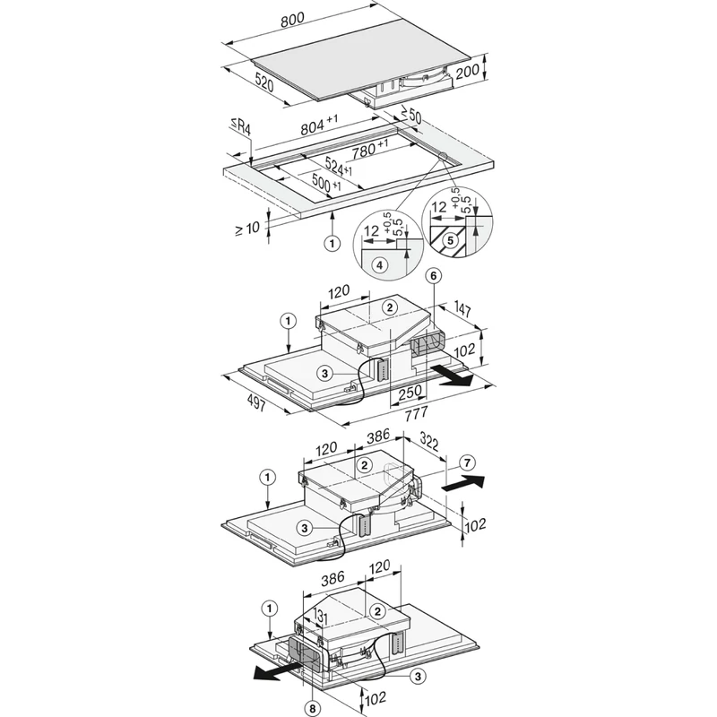 Miele KMDA 7476 FL indukciós főzőlap beépített páraelszívóval