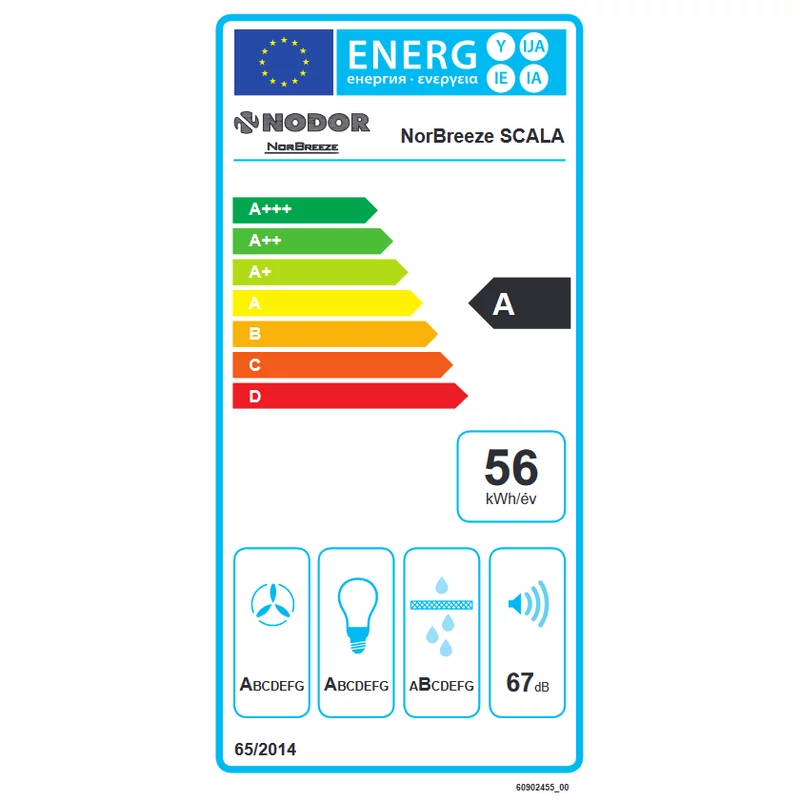 Nodor NorBreeze SCALA 60 X/B fali páraelszívó inox 60cm 8562