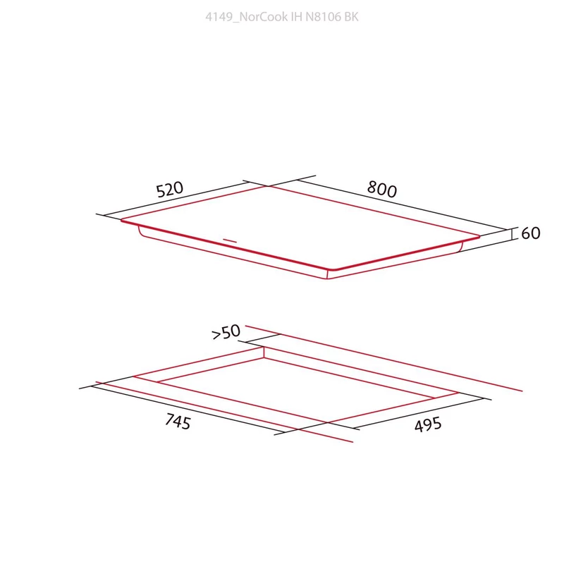 NODOR Beépíthető indukciós főzőlap NorCoock IH-N8106 BK Hob to Hood