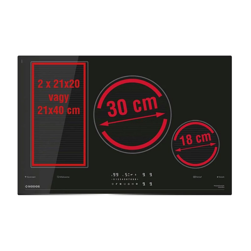 NODOR Beépíthető indukciós főzőlap NorCoock IH-N8106 BK Hob to Hood