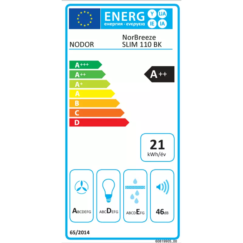 NODOR Norbreeze SLIM 110 BK páraelszívó fekete