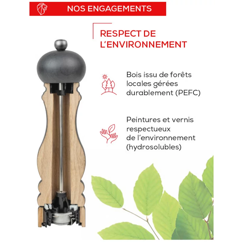 Peugeot Párizs u'Select kézi borsőrlő natúr fából, 12 cm