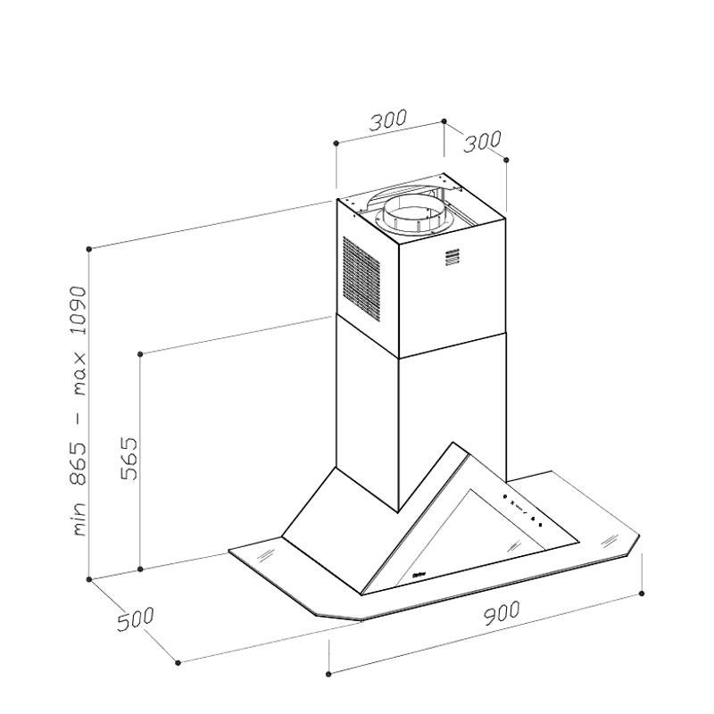 Sirius SLTC-120 ARROW TW SAMS fekete fali páraelszívó 90cm