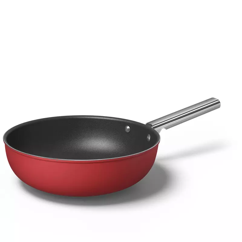 Smeg WOK serpenyő rozsdamentes acél fogantyú 30 cm piros CKFW3001RDM