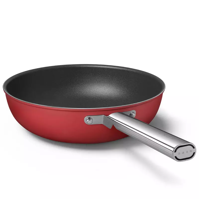 Smeg WOK serpenyő rozsdamentes acél fogantyú 30 cm piros CKFW3001RDM