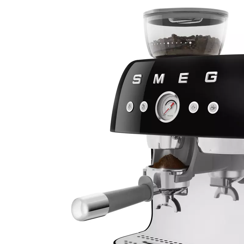 Smeg EGF03BLEU őrlővel kombinált espresso kávéfőző retro fekete