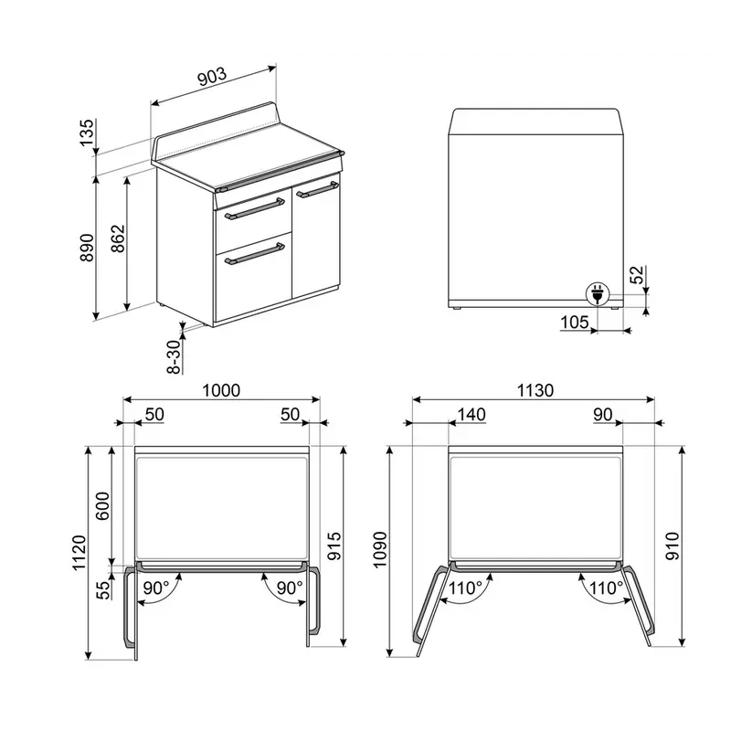 Smeg TR93IBL2 Victoria szabadonálló indukciós tűzhely 3 sütőtér 90cm széles fekete