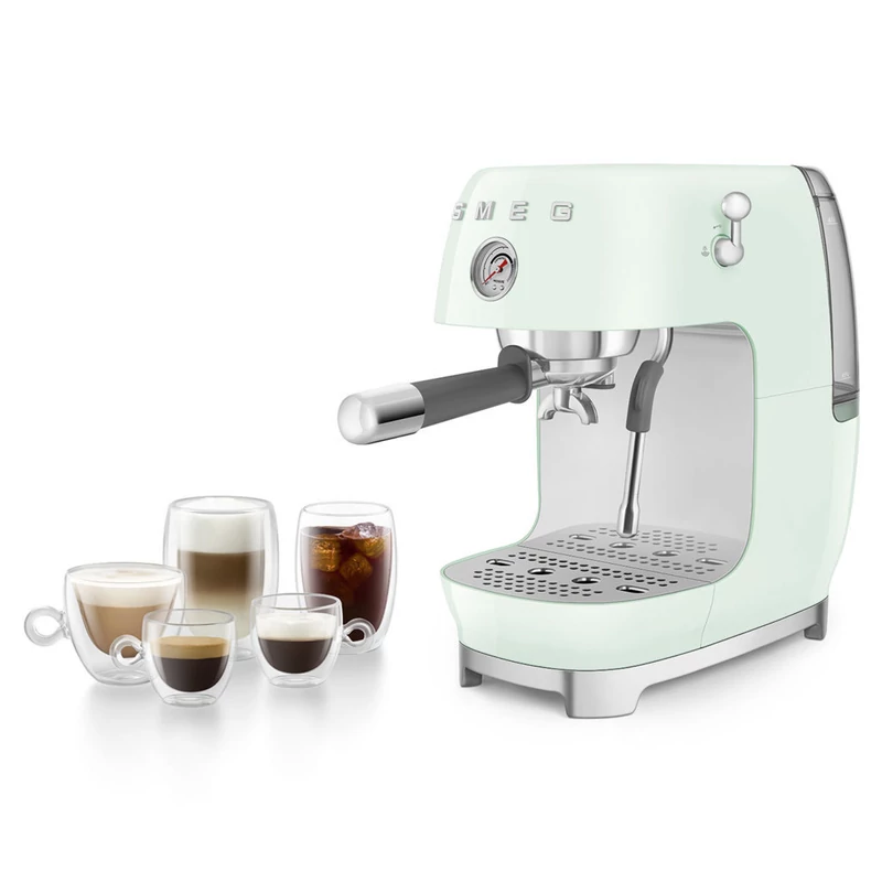 Smeg ECF03PGEU espresso kávéfőző cold brew funkcióval retro világoszöld