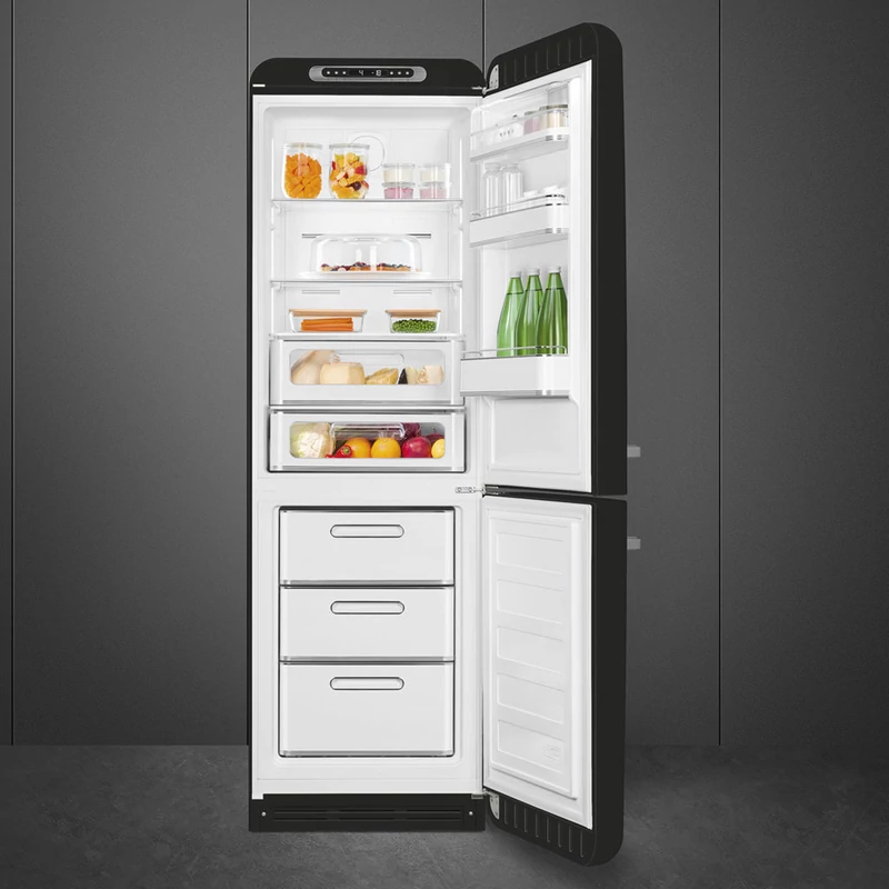Smeg FAB32RBL5 alulfagyasztós retro hűtő jobb oldali zsanér fekete