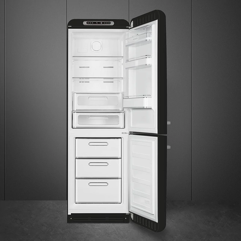 Smeg FAB32RBL5 alulfagyasztós retro hűtő jobb oldali zsanér fekete