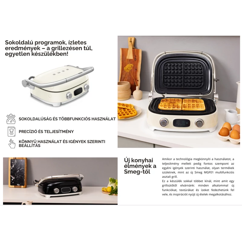 Smeg MGF01RDEU multifunkciós grillsütő retro piros