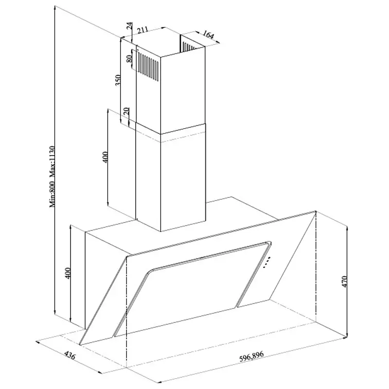 Silverline 3423 Fekete 60 cm Kürtős páraelszívó