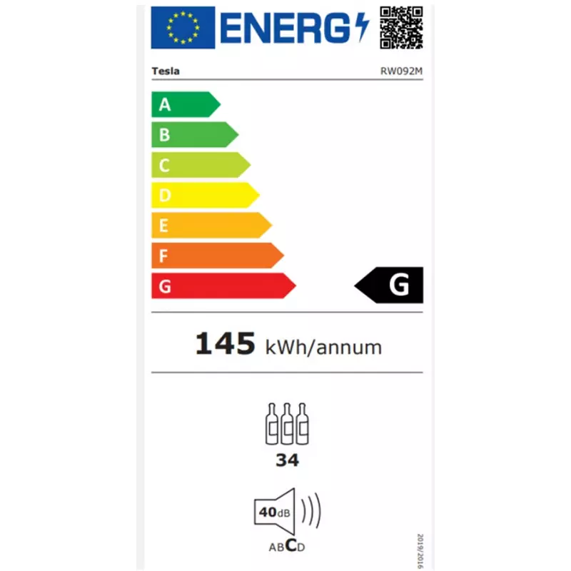 Tesla RW092M szabadonálló borhűtő 34 palackos