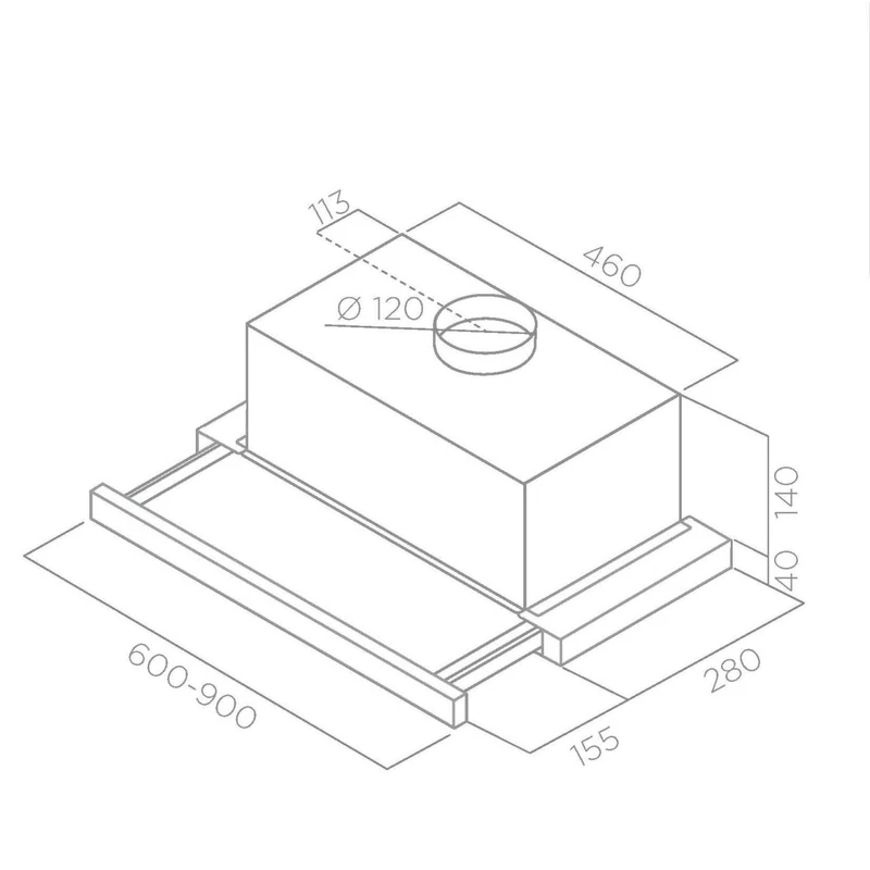 TurboAir TT14 LX/GR/VT/A/60 beépíthető teleszkópos páraelszívó 60cm PRF0153179
