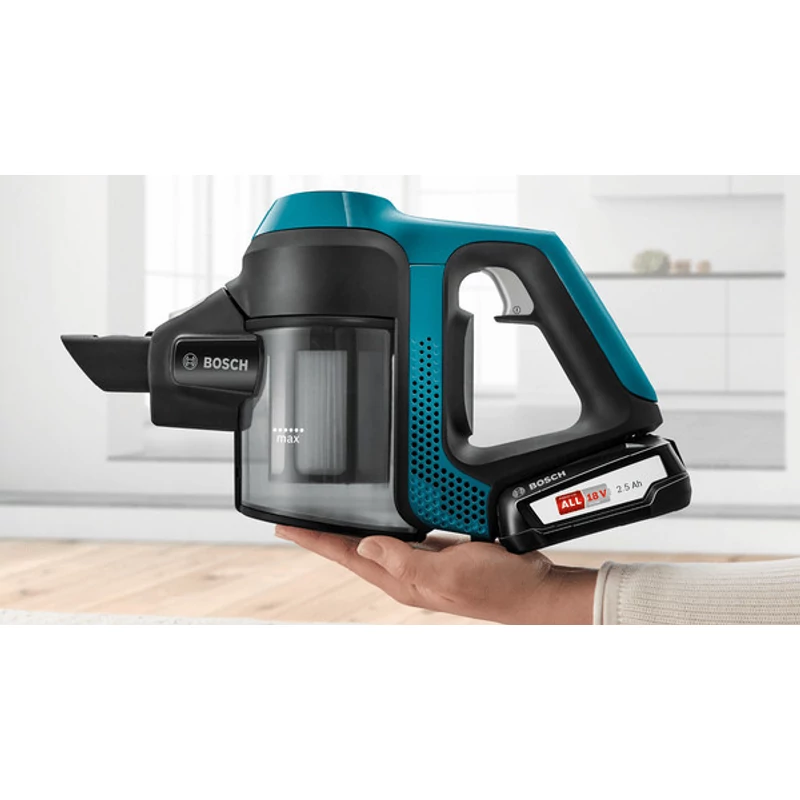 Bosch BBS611LAG Unlimited Serie6 vezeték nélküli porszívó 18V Li-Ion akku lagúnakék