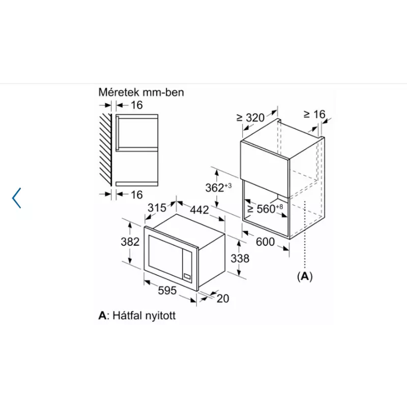 Bosch BFL623MB3 beépíthető mikrohullámú sütő fekete Serie2