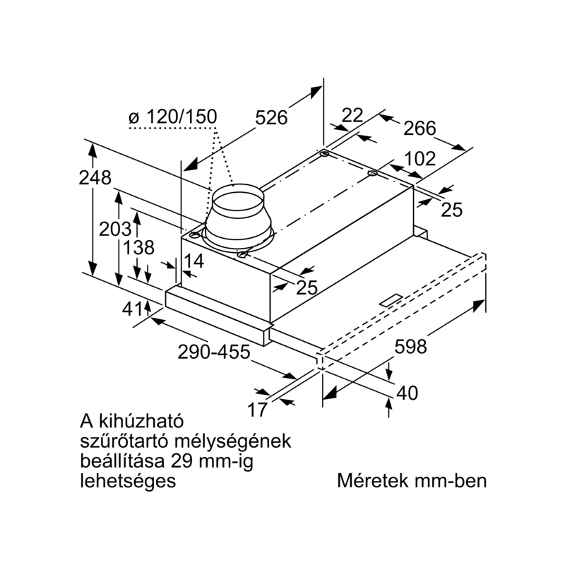 Bosch DFL064W53 kihúzható páraelszívó Serie2