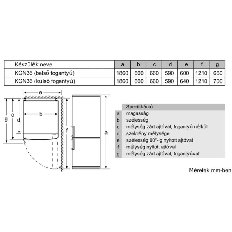 Bosch KGN36NLEA alulfagyasztós hűtőszekrény inoxlook NoFrost