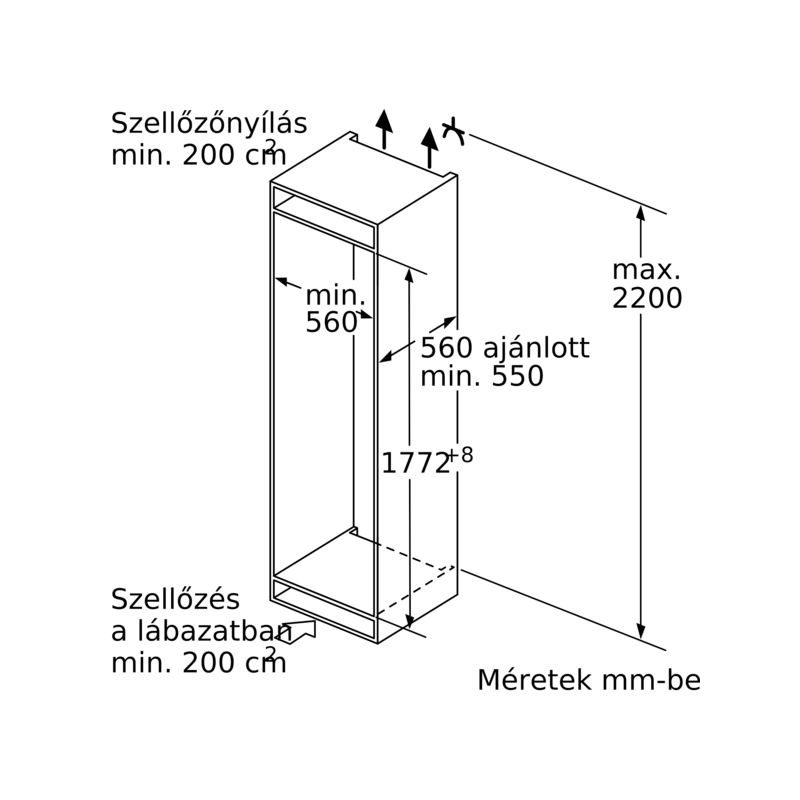 Bosch KIR81ADE0 beépíthető hűtőszekrény egyajtós 177cm 319L Serie6