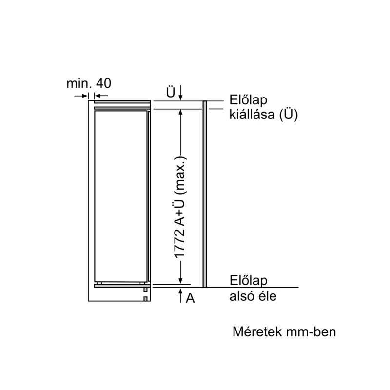 Bosch KIR81VFF0 beépíthető egyajtós hűtő 178cm Serie4