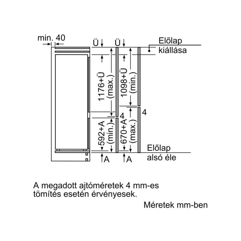 Bosch KIV87VSE0 beépíthető alulfagyasztós hűtőszekrény 178cm Serie4