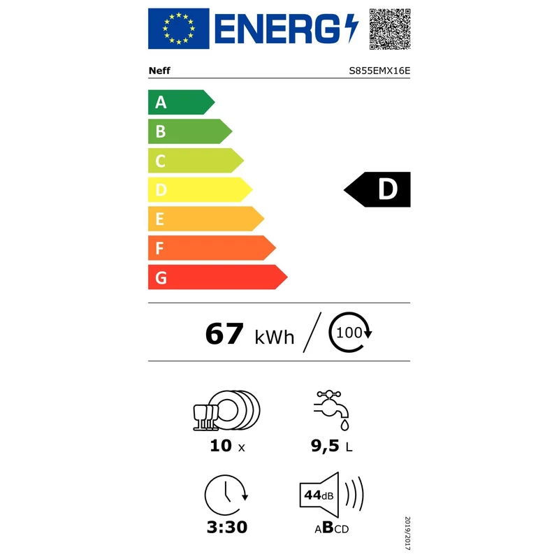 Neff S855EMX16E teljesen integrálható mosogatógép 45cm TimeLight