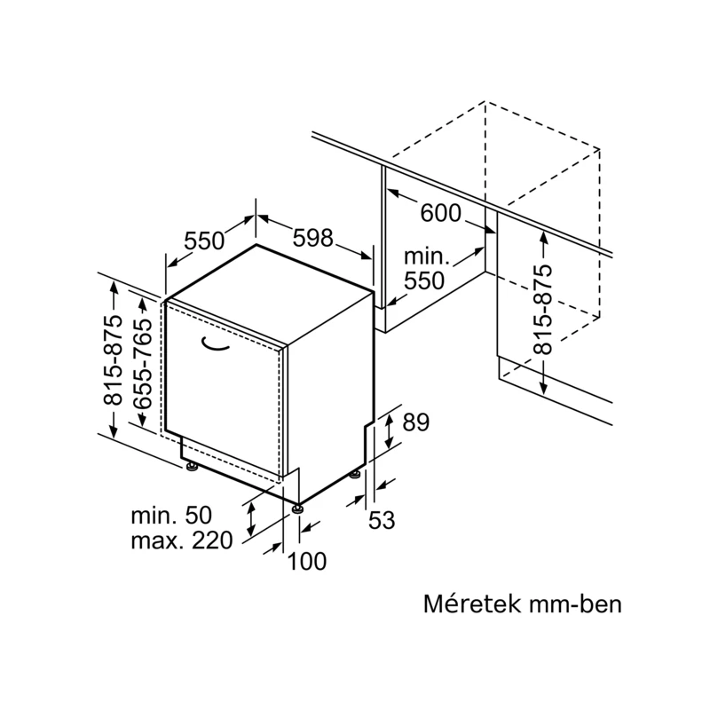 Bosch SGH4HCX48E teljesen beépíthető mosogatógép VarioHinge StatusLight Serie4