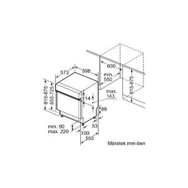 Bosch SMI2HVS20E beépíthető mosogatógép nemesacél Serie2