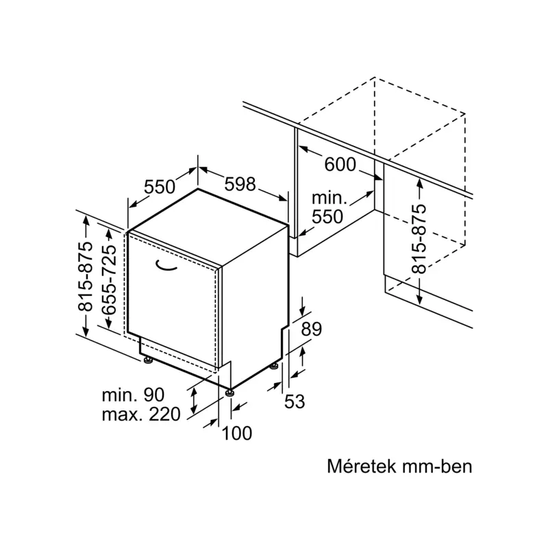 Bosch SMV4HVX00E teljesen beépíthető mosogatógép VarioDrawer felső kosár Serie4