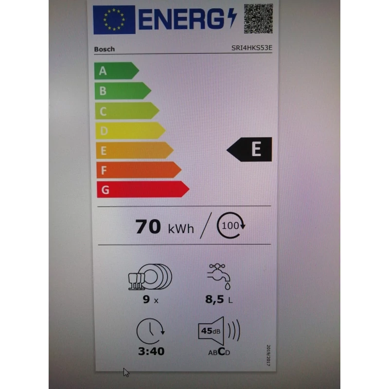 Bosch SRI4HKS53E beépíthető mosogatógép nemesacél 45cm Serie4