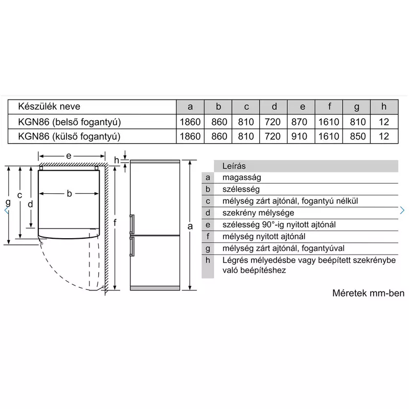 Bosch KGN86AIDR alulfagyasztós hűtőszekrény nemesacél NoFrost 186x86x81cm Serie6