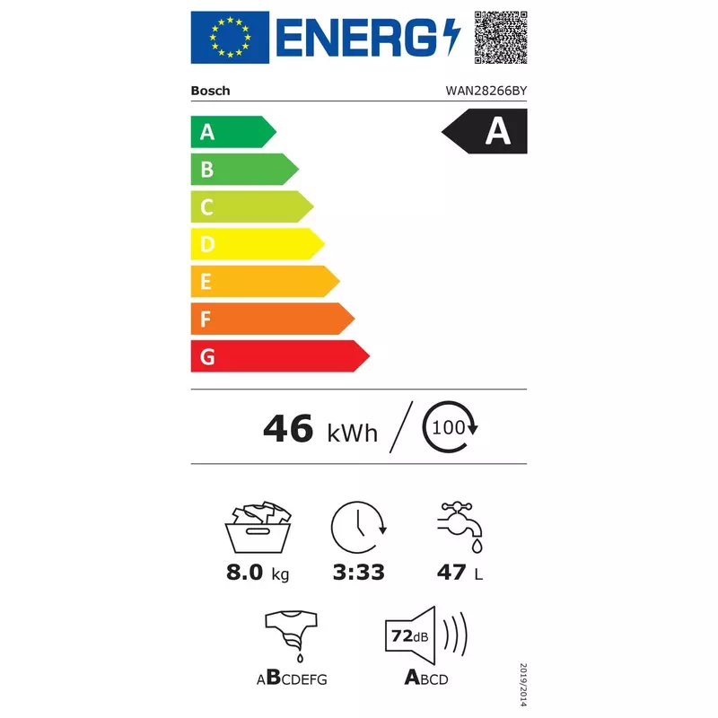 Bosch WAN28266BY elöltöltős mosógép IronAssist 8kg 1400f/p Serie4