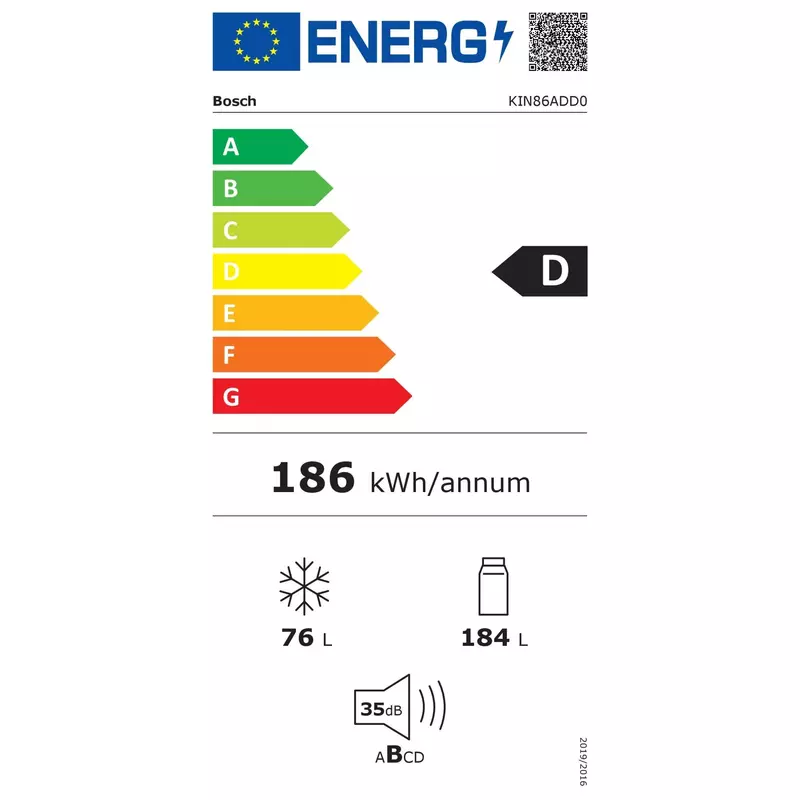 Bosch KIN86ADD0 alulfagyasztós beépíthető hűtő NoFrost lapos zsanérral 177cm Serie6