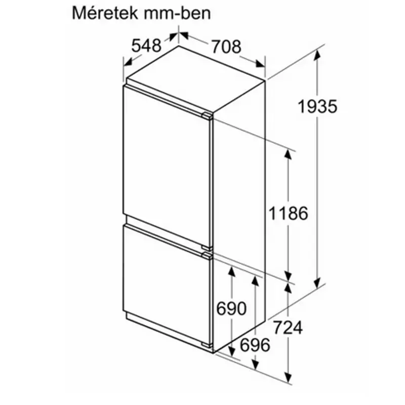 Bosch KBN96ADD0 XXL beépíthető alulfagyasztós hűtő NoFrost Home Connect SoftClose laposzsanér 194x71x55cm Serie6