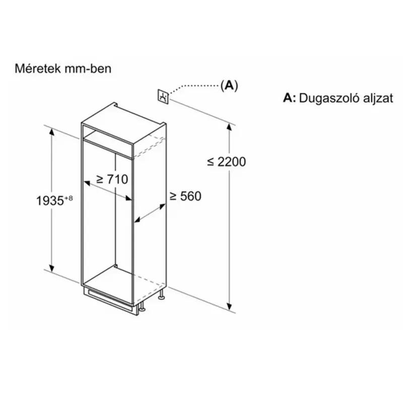 Bosch KBN96ADD0 XXL beépíthető alulfagyasztós hűtő NoFrost Home Connect SoftClose laposzsanér 194x71x55cm Serie6