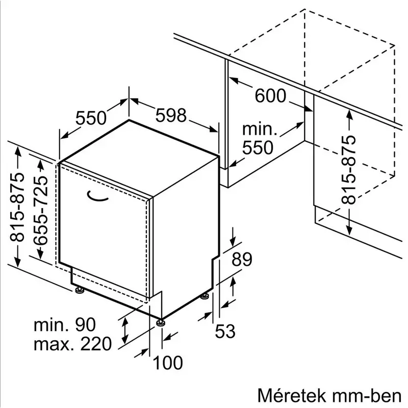 Bosch SMV4HTX00E teljesen beépíthető mosogatógép Serie4