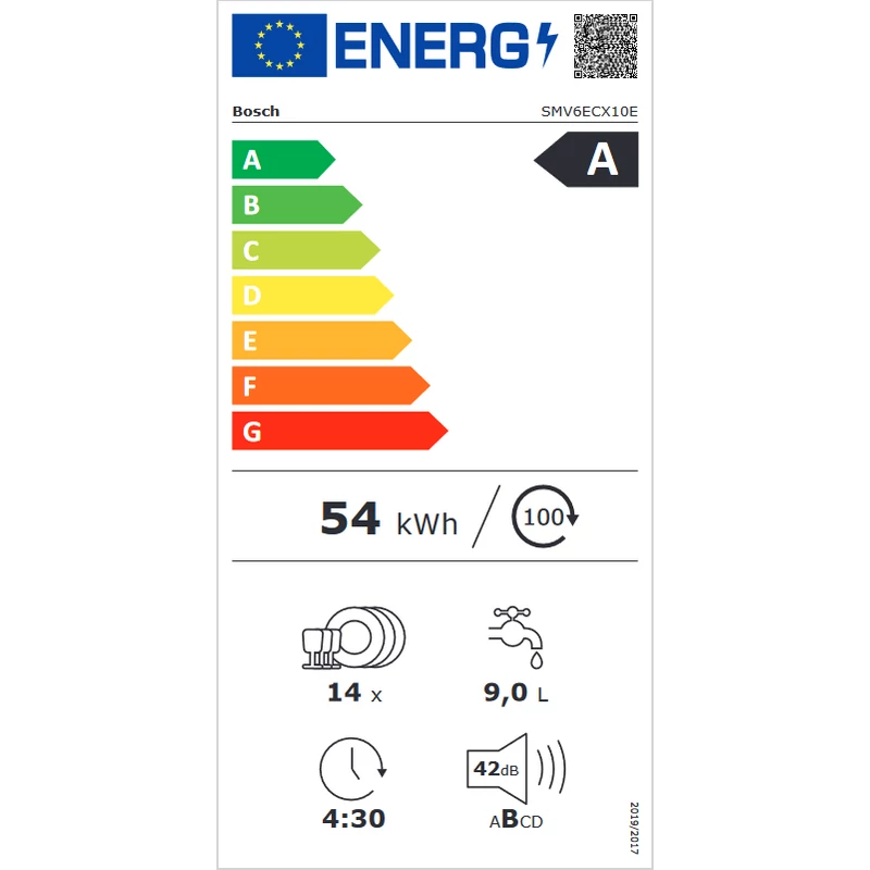 Bosch SMV6ECX10E teljesen beépíthető mosogatógép EfficientDry szárítás Serie6