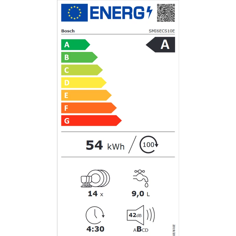 Bosch SMI6ECS10E beépíthető mosogatógép nemesacél EfficientDry szárítás Serie6