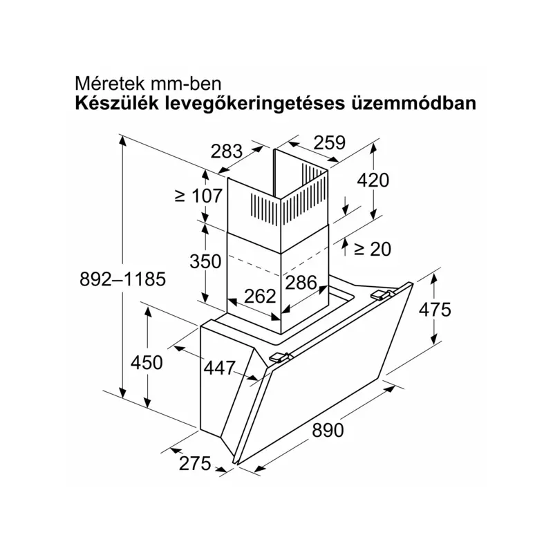 Bosch DWK91LT60 fali páraelszívó PerfectAir sensor Home Connect 90cm Serie8