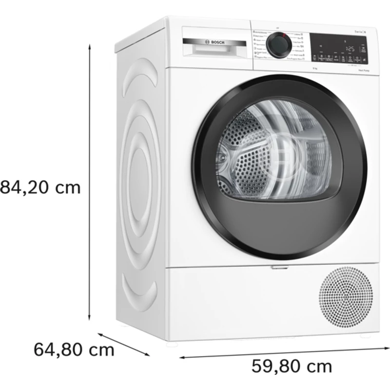 Bosch WQG243DNBY hőszivattyús szárítógép 9kg fekete ajtó Serie6