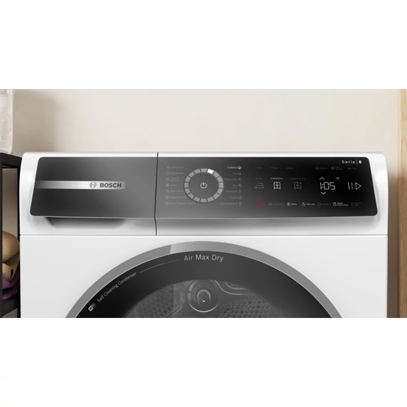 Bosch WRB247CNBY hőszivattyús szárítógép Home Connect fekete-inox ajtó A osztály 9kg Serie8