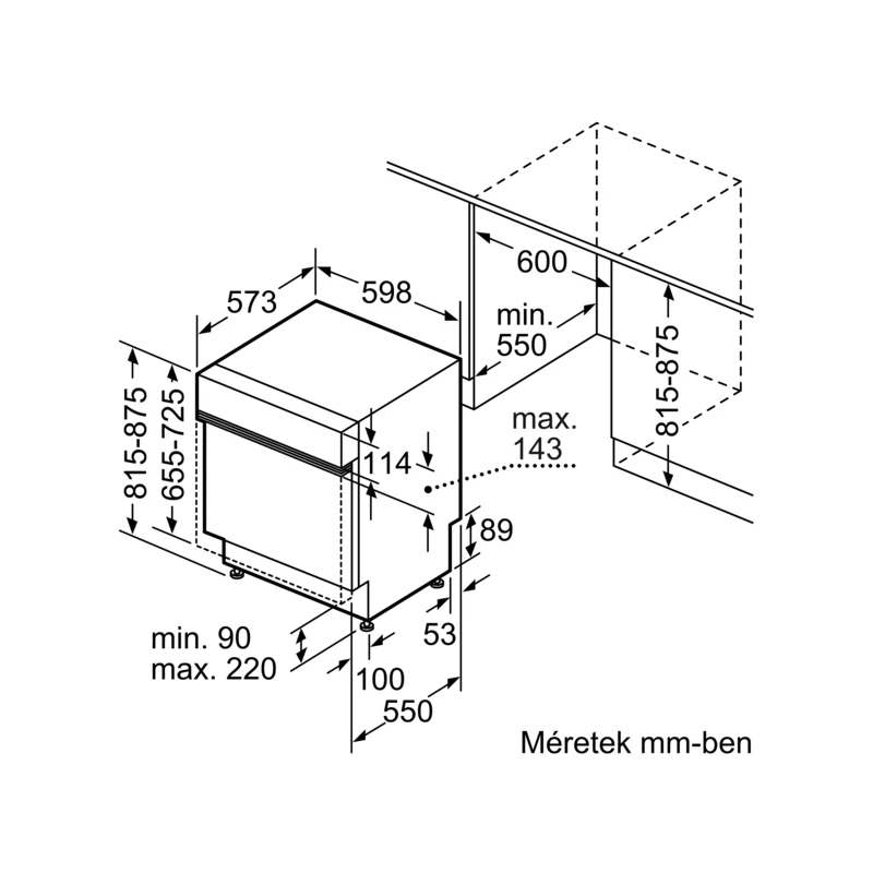 Bosch SMI2HVS06E beépíthető mosogatógép nemesacél Serie2