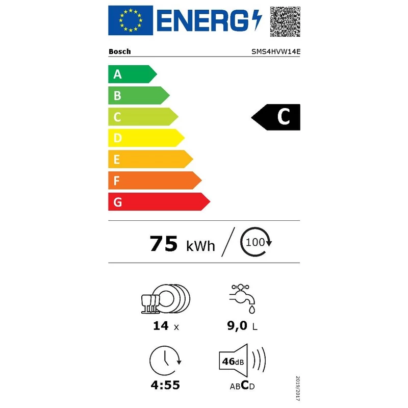 Bosch SMS4HVW14E szabadonálló mosogatógép fehér 60cm Serie4