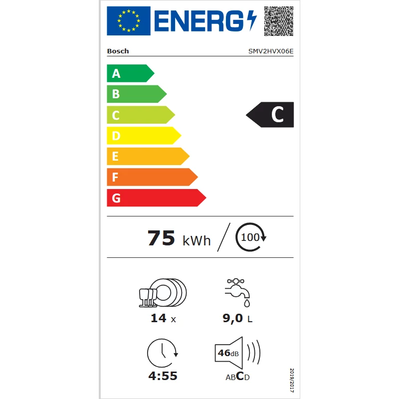 Bosch SMV2HVX06E teljesen beépíthető mosogatógép Serie2