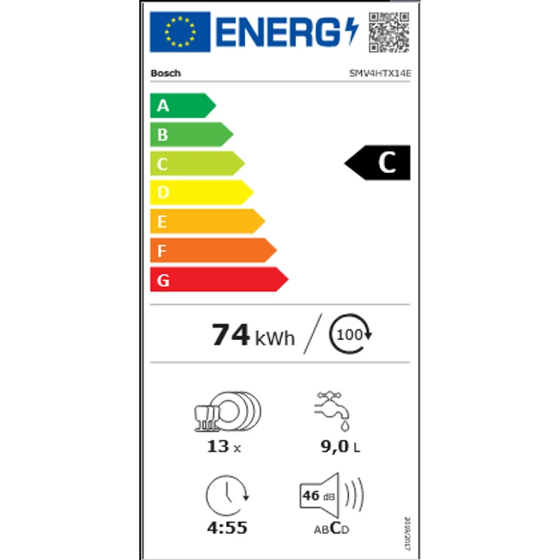 Bosch SMV4HTX14E teljesen beépíthető mosogatógép Serie4
