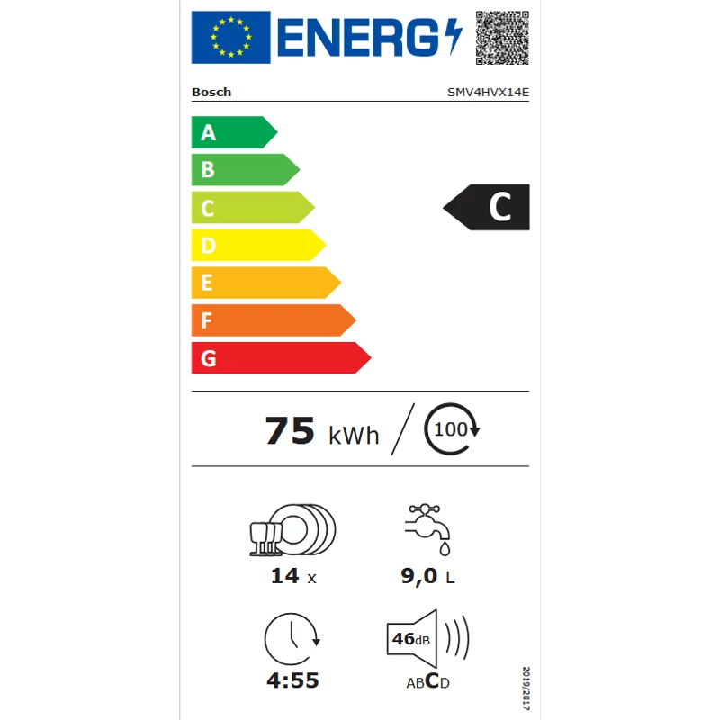 Bosch SMV4HVX14E teljesen beépíthető mosogatógép VarioDrawer felső kosár Serie4