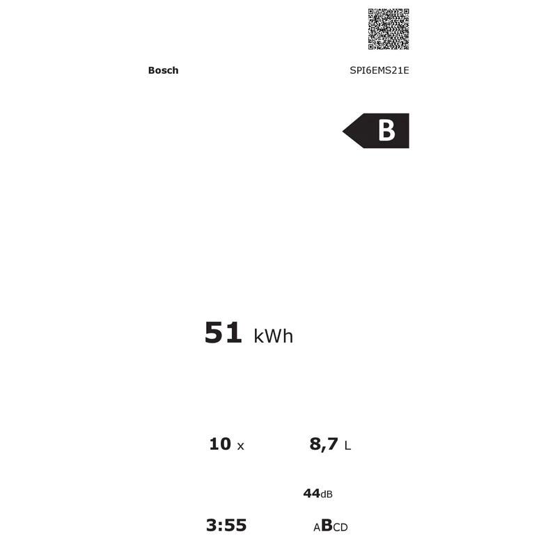 Bosch SPI6EMS21E beépíthető mosogatógép nemesacél 45cm Serie6